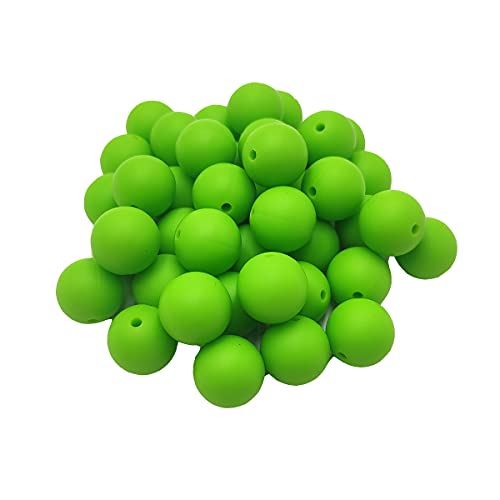 Alenybeby Runde Silikon-Perlen für Stift, 12 mm mit 2 mm Loch, 100 Stück, einfarbig, Bastelgummi, runde Perlen für Schlüsselanhänger (Chartreuse, 12) von Alenybeby