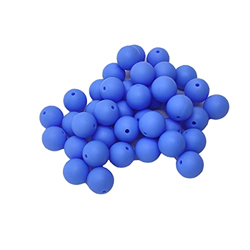 Alenybeby Runde Silikon-Perlen für Stift, 12 mm mit 2 mm Loch, 100 Stück, einfarbig, Bastelgummi, runde Perlen für Schlüsselanhänger (China Blue, 12) von Alenybeby