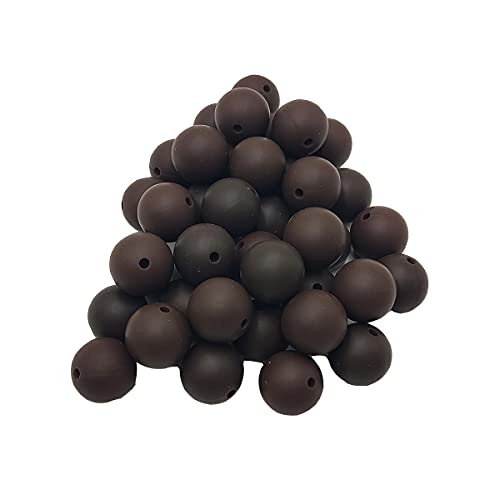 Alenybeby Runde Silikon-Perlen für Stift, 12 mm mit 2 mm Loch, 100 Stück, einfarbig, Bastelgummi, runde Perlen für Schlüsselanhänger (Kaffee, 12) von Alenybeby