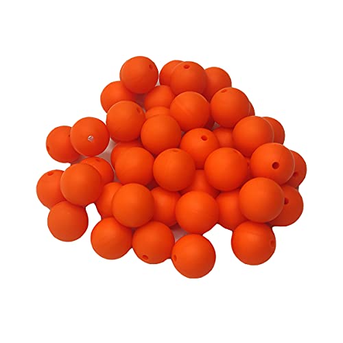 Alenybeby Runde Silikon-Perlen für Stift, 12 mm mit 2 mm Loch, 100 Stück, einfarbig, Bastelgummi, runde Perlen für Schlüsselanhänger (Orangenschale, 12) von Alenybeby