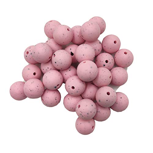 Alenybeby Runde Silikon-Perlen für Stift, 12 mm mit 2 mm Loch, 100 Stück, einfarbig, Bastelgummi, runde Perlen für Schlüsselanhänger (Pfirsich-Granit, 12) von Alenybeby