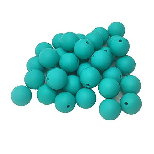 Alenybeby Runde Silikon-Perlen für Stift, 12 mm mit 2 mm Loch, 100 Stück, einfarbig, Bastelgummi, runde Perlen für Schlüsselanhänger (Türkis, 12) von Alenybeby