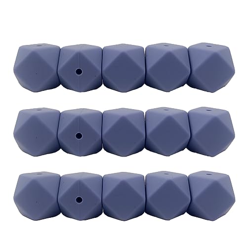 Alenybeby Sechseckige Silikon-Perlen, 17 mm, 30 Stück, Bulk-Silikon-Gummi, Fokal-Polygon-Würfel, Perlen für Schlüsselanhänger und Bastelprojekte (Brunnera-Blau, 17) von Alenybeby