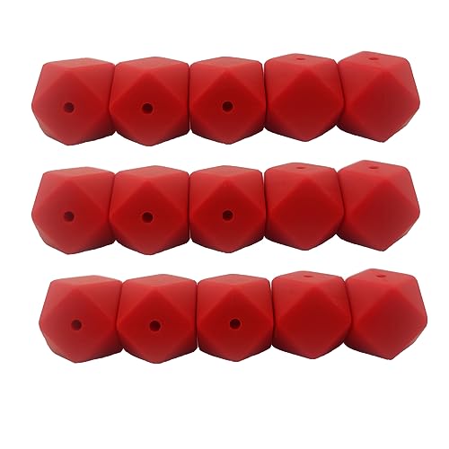 Alenybeby Sechseckige Silikon-Perlen, 17 mm, 30 Stück, Großpackung aus Silikongummi, fokale Polygon-Würfelperlen für Schlüsselanhänger und Bastelprojekte (Perlrosa, 17) von Alenybeby
