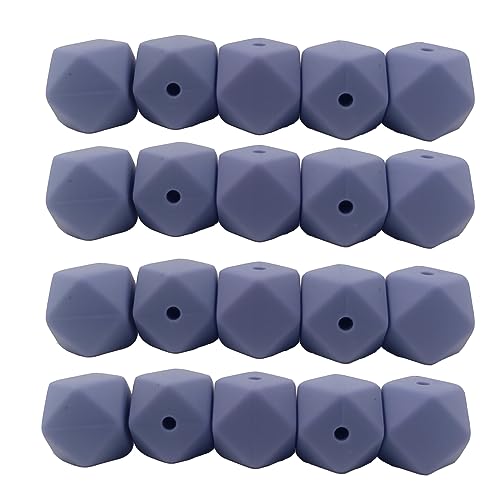 Alenybeby Sechseckige Silikon-Perlen, Kugel, 14 mm, lose geometrische sechseckige Silikonperlen für Schlüsselanhänger, Mutter, Schlüsselband, Schmuckherstellung, 50 Stück (Brunnera-Blau, 14) von Alenybeby