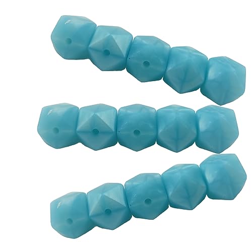 Alenybeby Sechseckige Silikon-Perlen, Kugeln, 14 mm, lose, geometrische sechseckige Silikonperlen für Schlüsselanhänger, Mutter, Schlüsselband, Schmuckherstellung, 50 Stück (Perlgrün, 14) von Alenybeby
