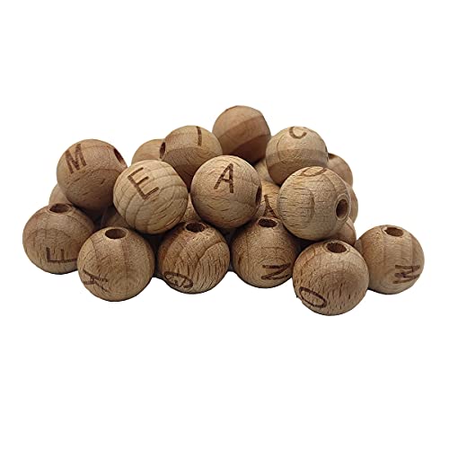 Alphabet-Perlen aus Buchenholz, rund, für Schlüsselanhänger, Buchstabenperlen, Zubehör für Bastelarbeiten, Schmuck, Damen, Schlüsselbänder, 14 mm, 208 Stück von Alenybeby