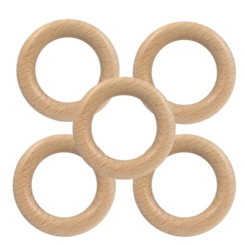 Natürliche Buchenholzringe, 40 mm Außendurchmesser, 22 mm Innendurchmesser, unlackierte Holzkreise, DIY Handwerk und Schmuckherstellung (100) von Alenybeby