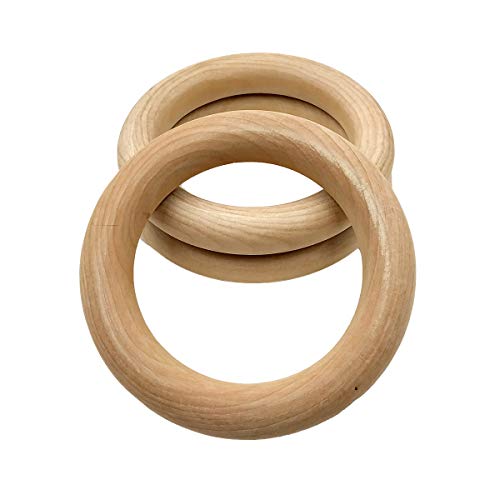 Natürliche Holz-Bastelringe, 98 mm Außendurchmesser, unlackierte glatte Holzkreise für DIY-Projekte, 5 Stück (10) von Alenybeby