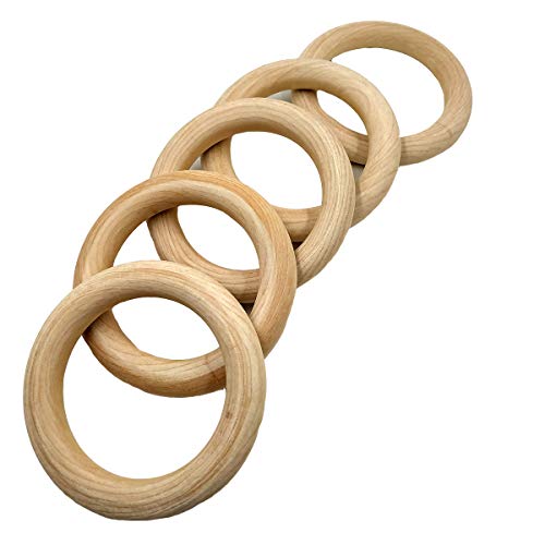 Natürliche Holz-Bastelringe, 98 mm Außendurchmesser, unlackierte glatte Holzkreise für DIY-Projekte, 5 Stück (20) von Alenybeby