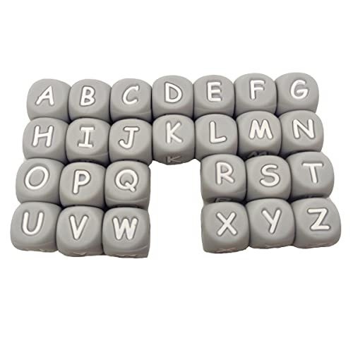Quadratische Silikon-Buchstabenperlen für Schlüsselanhänger, 12 mm, Silikon-Alphabet-Perlen, Name für Schmuck, Mutter, Schlüsselband, Bastelzubehör, Grau, 52 Stück Quadratische Silikon-Buchstabenperlen für Schlüsselanhänger, 12 mm, Silikon-Alphabet-Perlen, Name für Schmuck, Mutter, Schlüsselband, Bastelzubehör, Grau, 52 Stück von Alenybeby
