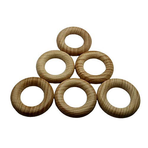 Ringe aus natürlichem Buchenholz, 40 mm, 20 Stück, unlackierte, glatte Kreise für DIY-Handwerk, Schmuckherstellung (40 mm) von Alenybeby