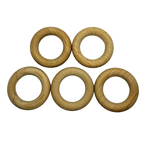 Ringe aus natürlichem Buchenholz, 50 mm, 20 Stück, unlackiert, glatte Kreise für DIY-Handwerk, Schmuckherstellung (50 mm) von Alenybeby