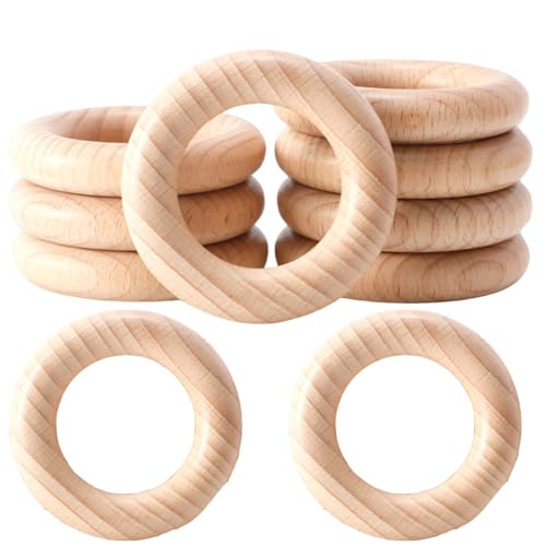 Ringe aus natürlichem Buchenholz, 60 mm, 20 Stück, unlackierte, glatte Kreise für DIY-Handwerk, Schmuckherstellung (60 mm) von Alenybeby