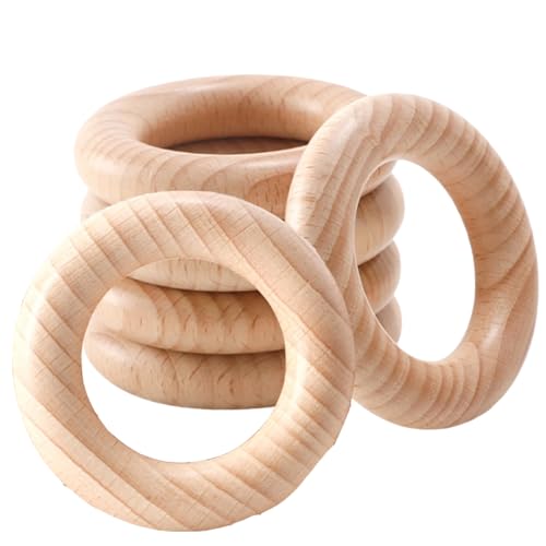 Ringe aus natürlichem Buchenholz, unlackiert, 6 cm, Massivholzringe, Kreise ohne Farbe zum Basteln, Verbindungsstücke, Schmuckherstellung, 10 Stück Ringe aus natürlichem Buchenholz, unlackiert, 6 cm, Massivholzringe, Kreise ohne Farbe zum Basteln, Verbindungsstücke, Schmuckherstellung, 10 Stück von Alenybeby