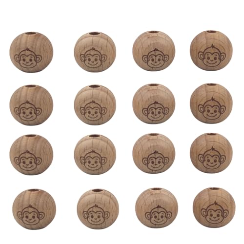 Runde Buchenholzperlen, bedruckt, Affenmuster, graviert, dekorative Tierperlen für Schmuck, Girlanden, Basteln, 100 Stück Runde Buchenholzperlen, bedruckt, Affenmuster, graviert, dekorative Tierperlen für Schmuck, Girlanden, Basteln, 100 Stück von Alenybeby
