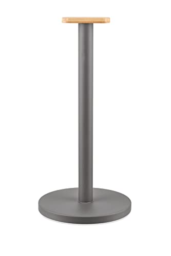 Alessi Mattina BG05 DG - Design-Küchenrollenhalter aus Farbigem Stahl mit Epoxidharz und Knopf aus Bambusholz, Dunkelgrau von Alessi
