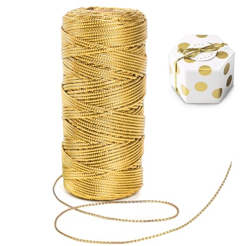 Alethron Kordel Gold, 1.5mm Geschenkband Gold 100m Garn Gold Metallisch Lametta Schnur Unelastisch Kordelband Goldfaden zum DIY Bastelschnur für Weihnachten Dekoration Geschenkverpackung Alethron Kordel Gold, 1.5mm Geschenkband Gold 100m Garn Gold Metallisch Lametta Schnur Unelastisch Kordelband Goldfaden zum DIY Bastelschnur für Weihnachten Dekoration Geschenkverpackung von Alethron