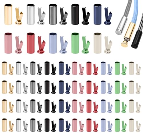 Alethron Kordelenden, 50 Sets Kordelstopper Metall, 10 Farben Kordel Endstück Metall Druckknöpfe Schnürsenkel Endkappen Rope Laces Endhülsen für Hoodie Zubehör DIY Design Alethron Kordelenden, 50 Sets Kordelstopper Metall, 10 Farben Kordel Endstück Metall Druckknöpfe Schnürsenkel Endkappen Rope Laces Endhülsen für Hoodie Zubehör DIY Design von Alethron