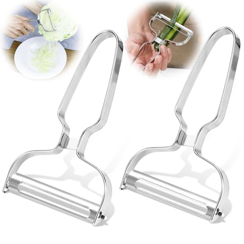 Alethron Schäler, 2 Stile Sparschäler Set, Edelstahl Gemüseschäler Zwei-Wege Karotten Schneider Spargelschäler Gurkenschäler Schäler Gemüse für Links- & Rechtshänder Spülmaschinenfest von Alethron