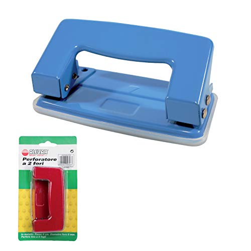 Alevar Locher mit 2 Löchern aus Metall, für bis zu 8 Blatt, Format 5 x 12,5 x 5 cm, Schritt 8 cm, zufällige Farbe Alevar Locher mit 2 Löchern aus Metall, für bis zu 8 Blatt, Format 5 x 12,5 x 5 cm, Schritt 8 cm, zufällige Farbe von Alevar