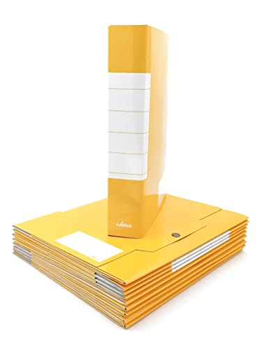 Alevar Ordner mit Verschluss 3 Knöpfe Rücken 6 25 x 35 cm gelb Packung 10 Stück von Alevar