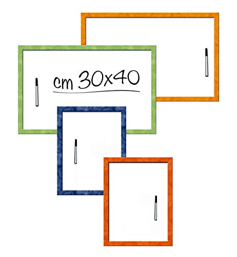 Whiteboard trocken abwischbar, 40 x 30 cm mit farbigem Rahmen und Marker von Alevar