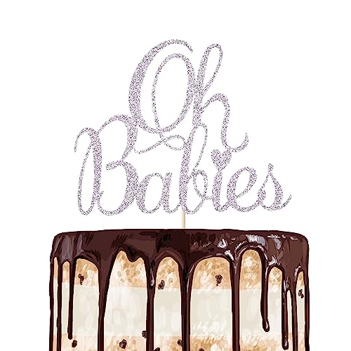 Oh Babies Tortenaufsatz für Zwillinge, Babyparty, Geschlechtsoffenbarung für Jungen und Mädchen, Baby 6 Monate, 1. Geburtstag, Party-Dekorationen, Zubehör, Zwillinge, Kuchenaufsatz (silberfarben) von Alewoaly