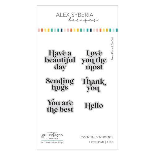 Alex Syberia Designs Essential Sentiments Pressplatte und Stanzformen-Set von Alex Syberia Designs