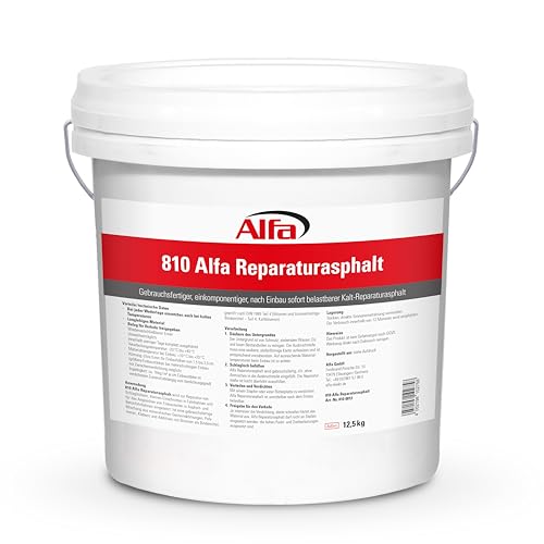 3x 12,5 kg Alfa Reparaturasphalt Profi-Qualität Kaltasphalt Körnung 0 bis 5 mm zur Ausbesserung von Schlaglöchern im wiederverschließbaren Eimer, Reparatur Asphalt von Alfa