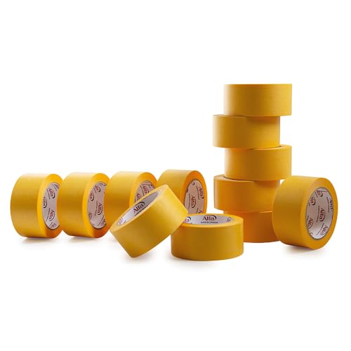 Alfa 12x FineLine GOLD Washi Tape 50 mm x 50 m Profi-Qualität dünnes imprägniertes japanisches Reispapierband PREMIUM-Klebeband von Alfa