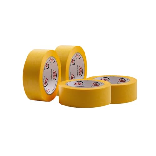 Alfa 4x FineLine GOLD Washi Tape 38 mm x 50 m Profi-Qualität dünnes imprägniertes japanisches Reispapierband PREMIUM-Klebeband von Alfa