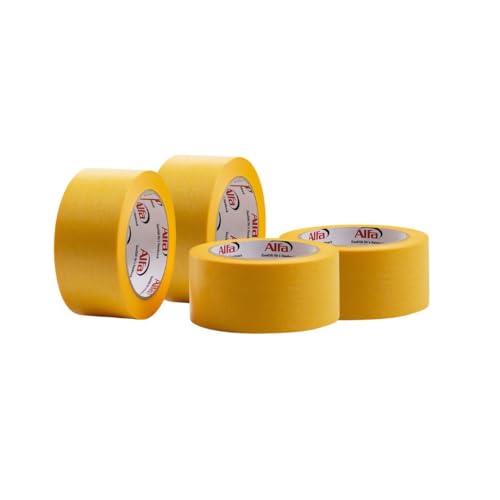 Alfa 4x FineLine GOLD Washi Tape 50 mm x 50 m Profi-Qualität dünnes imprägniertes japanisches Reispapierband PREMIUM-Klebeband von Alfa