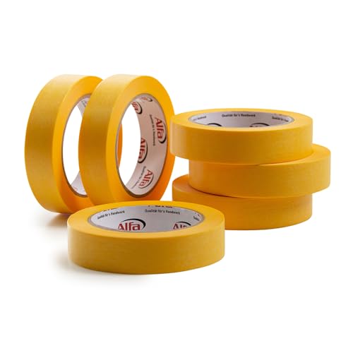 Alfa 6x FineLine GOLD Washi Tape 25 mm x 50 m Profi-Qualität dünnes imprägniertes japanisches Reispapierband PREMIUM-Klebeband von Alfa