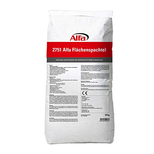 1x Alfa Flächenspachtel 25 kg – Spachtel-Masse zum Spachteln und Glätten von Putz, Mauerwerk etc, leicht zu verarbeiten, Wand-, Decken-Spachtelmasse von Alfa