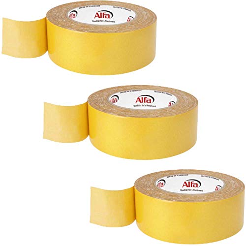 Alfa 3x Verlegeband Top-Fix extra stark klebend 25 m x 50 mm - Doppelseitiges Klebeband zum Verlegen von Teppich und PVC-Belag - doppelseitig klebend von Alfa