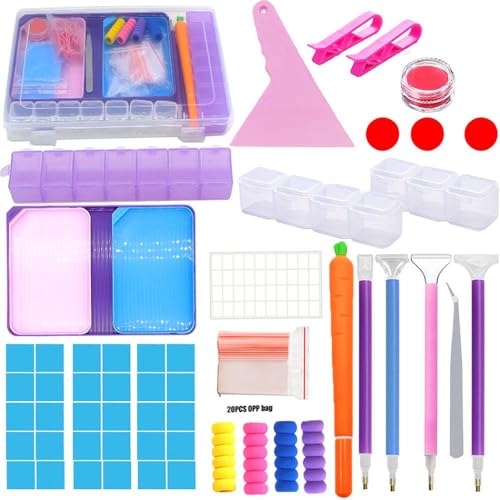 Algasan DIY Diamond Painting Aufbewahrungsbox Zubehör-Set, mehrfarbiges Diamant-Stickerei-Werkzeug-Set. Multifunktionale Kombination aus Kunstmalerei, Diamant-Malstift, Tablett, Ton. von Algasan