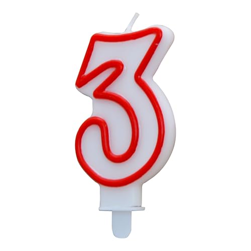 ALGON Geburtstagskerze für 3 Jahre, Weiß mit rotem Rand, buntes und festliches Design, perfekt für Feiern ALGON Geburtstagskerze für 3 Jahre, Weiß mit rotem Rand, buntes und festliches Design, perfekt für Feiern von Algon