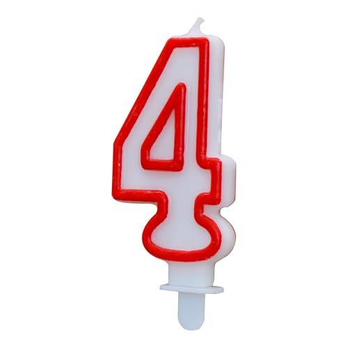 ALGON Geburtstagskerze für 4 Jahre, Weiß mit rotem Rand, buntes und festliches Design, perfekt für Feiern ALGON Geburtstagskerze für 4 Jahre, Weiß mit rotem Rand, buntes und festliches Design, perfekt für Feiern von Algon