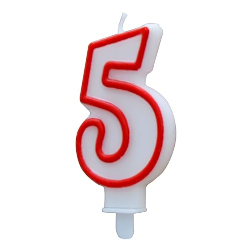 ALGON Geburtstagskerze für 5 Jahre, Weiß mit rotem Rand, buntes und festliches Design, perfekt für Feiern ALGON Geburtstagskerze für 5 Jahre, Weiß mit rotem Rand, buntes und festliches Design, perfekt für Feiern von Algon