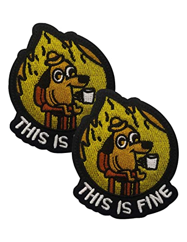 2 PCS AliPlus This is Fine Moral Patch Embroidered Patch Tactical Patch Hook and Loop von AliPlus
