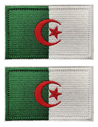 2 Stück AliPlus Algerien-Flagge Patches bestickt taktisch Militär Moral Patch Applique Fastener Hook and Loop von AliPlus