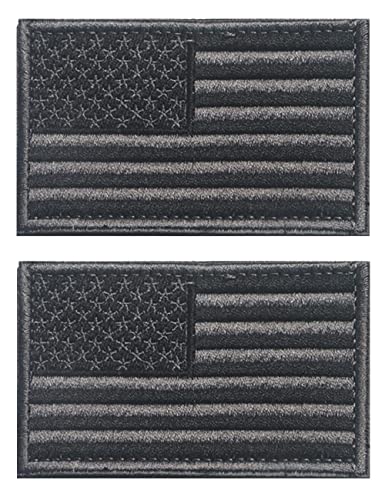 2 Stück AliPlus Aufnäher mit amerikanischer Flagge, bestickt, taktische Militär-Moral-Aufnäher, Verschluss mit Klettverschluss (schwarze Flagge) von AliPlus