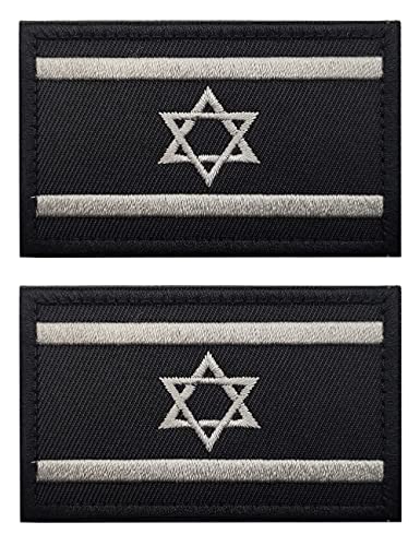 2 Stück AliPlus Israel Flagge Patches Bestickt Taktische Militär Moral Patch Applikation Verschluss Klettverschluss (Schwarz Weiß) von AliPlus