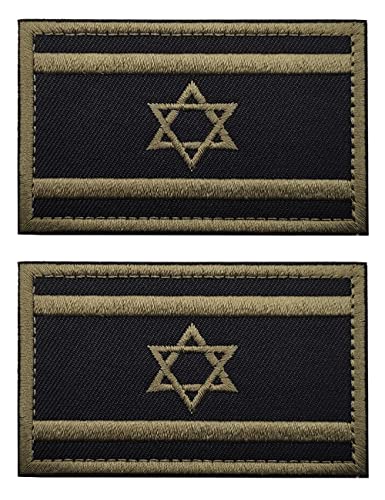 2 Stück AliPlus Israel-Flaggen-Aufnäher, bestickt, taktische Militär-Moral-Aufnäher, Klettverschluss und Schlaufe (Armeegrün) von AliPlus