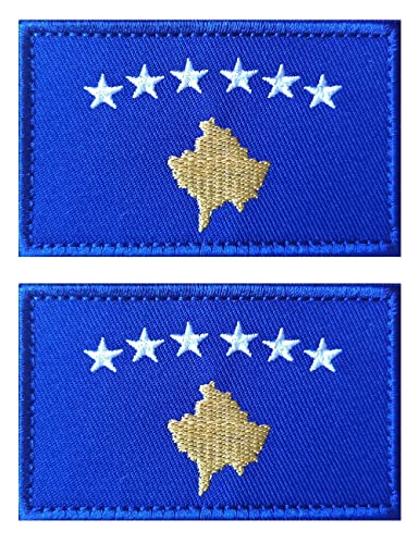 2 Stück AliPlus Kosovo Flagge Patches bestickt taktisch Militär Moral Patch Applique Fastener Hook and Loop von AliPlus