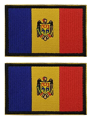 2 Stück AliPlus Moldawien-Flagge Aufnäher, bestickt, taktischer Militär-Aufnäher, Klettverschluss von AliPlus