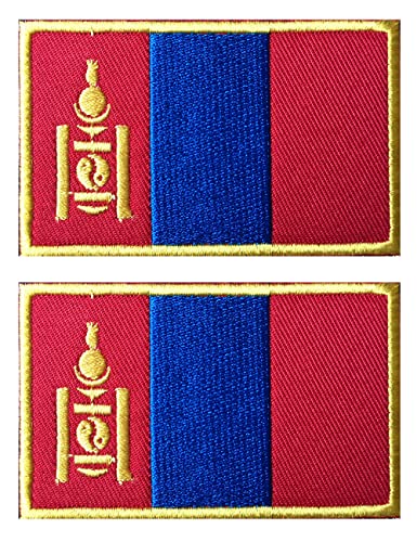 2 Stück AliPlus Mongolei Flag Patches Embroidered Tactical Military Moral Patch Applique Fastener Hook and Loop von AliPlus