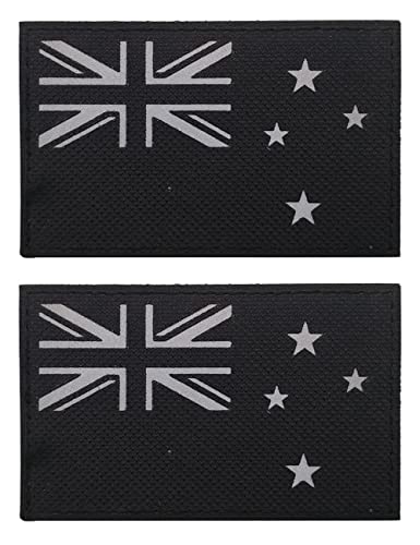 2 Stück AliPlus Neuseeland-Flaggen-Patches IR-Infrarot-reflektierende Patches taktische Moral Patch Haken und Schlaufe (Schwarz Weiß) von AliPlus