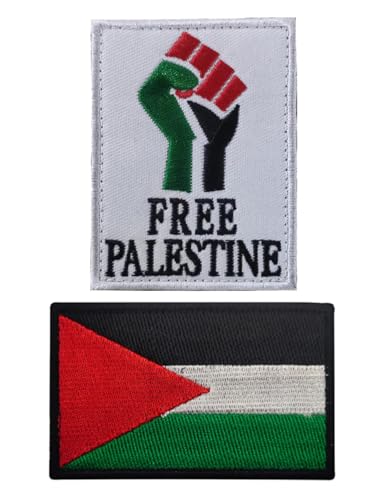 2 Stück AliPlus Palästina Flagge Patch kostenlos Palästina Patch bestickt taktische Militär Moral Patch Applique Verschluss Klettverschluss von AliPlus